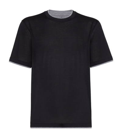 Brunello Cucinelli Cotton Faux-layering T-shirt In Black