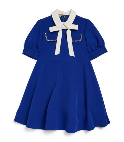 Elie Saab Junior Kids'  Crepe Embellished Dress (4-16 Years) In Blue