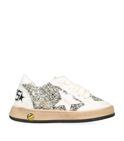 Golden Goose Kids' Glitter-embellished Ballstar Sneakers In Gold