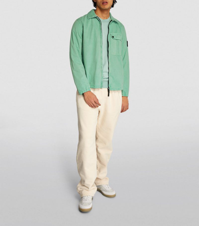 Stone Island Brushed Cotton Zip-up Overshirt In Green