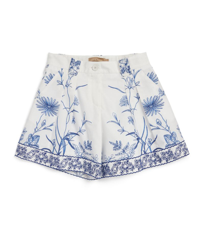 Elie Saab Junior Kids' Cotton Embroidered Shorts (4-16 Years) In Neutral