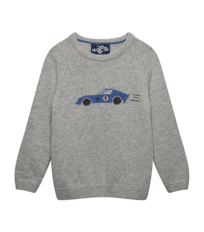 Trotters Kids' Sebastian Graphic-intarsia Wool-blend Jumper 2-11 Years In Grey Marl