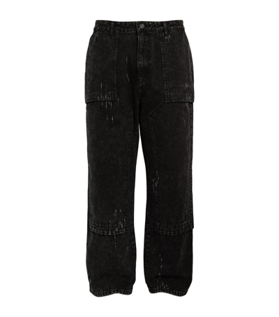 Juunj Wide-leg Faded Jeans In Black