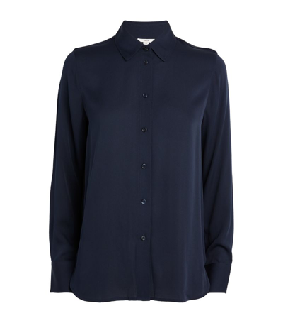 Vince Slim-fit Silk Blouse In Blue