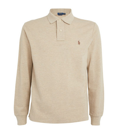 Polo Ralph Lauren Polo Pony Long-sleeved Polo Shirt In Beige