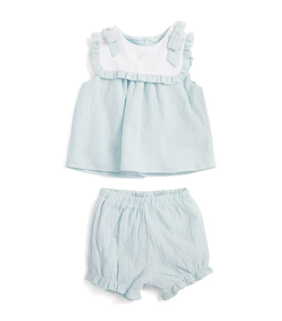 Patachou Cotton Ruffle-detail Dress And Bloomers Set (1-24 Months) In Green