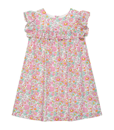 Trotters Kids' Betsy Floral-print Ruffle-trim Cotton Dress 2-11 Years In Coral Betsy