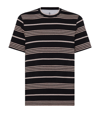 Brunello Cucinelli Striped Cotton T-shirt In C006 Black Brown