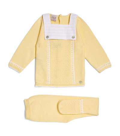 Paz Rodriguez Knitted Sweater And Leggings Set (0-12 Months) In Yellow