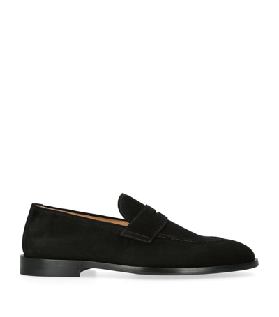 Brunello Cucinelli Suede Penny Loafers In Black