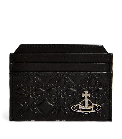 Vivienne Westwood Leather Embossed Orb Card Holder In Black