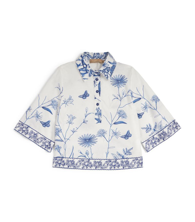 Elie Saab Junior Kids'  Cotton Embroidered Shirt (4-16 Years) In Neutral