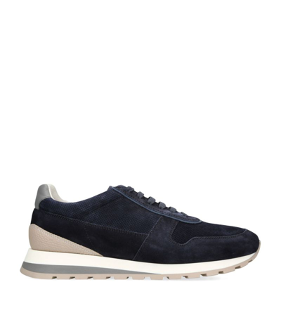 Brunello Cucinelli Suede Low-top Sneakers In Navy