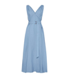 Brunello Cucinelli Belted Cotton-blend Midi Dress In Azure