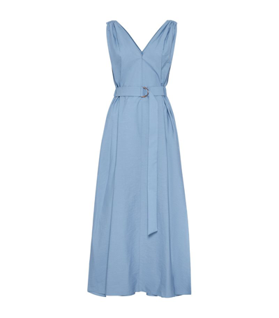 Brunello Cucinelli Cotton Poplin Maxi Dress In Blue