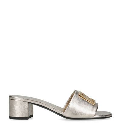 Givenchy Metallic Leather 4g Heeled Mules 45 In Gold