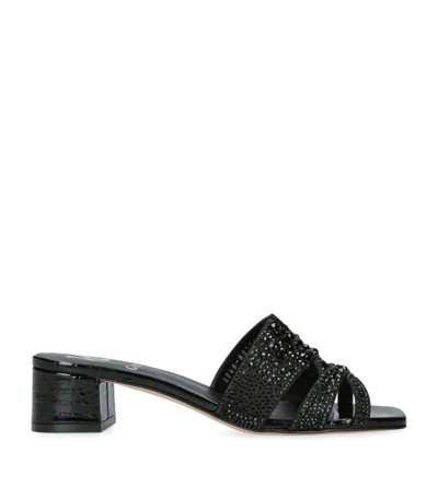Gina Womens Black Olympia Crystal-embellished Leather Sandals