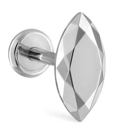 Maria Tash Faceted Marquise Single Threaded Stud Earring In White Gold