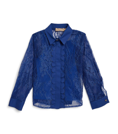 Elie Saab Junior Kids' Lace Scallop-trim Shirt (4-16 Years) In Blue