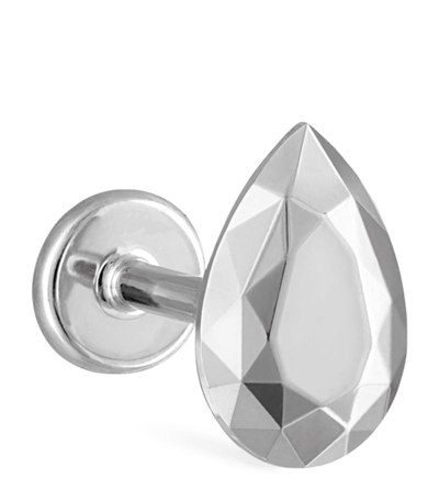 Maria Tash Faceted Pear Single Threaded Stud Earring In White Gold