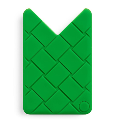 Bottega Veneta Rubber Intreccio Card Holder In Green