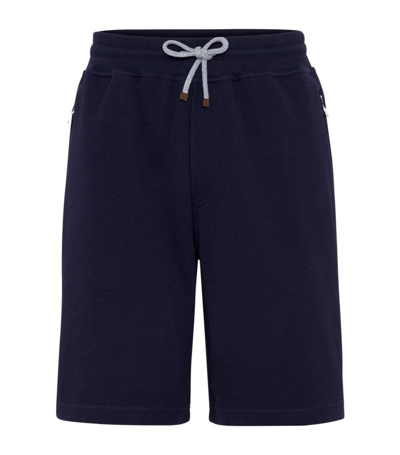 Brunello Cucinelli French Terry Bermuda Shorts In Blue