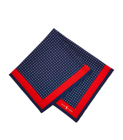 Polo Ralph Lauren Polka Dot-print Square-shape Scarf In Blue