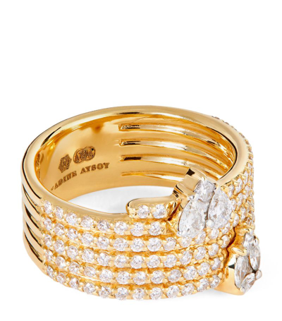 Nadine Aysoy Yellow Gold And Diamond Catena Illusion Ring