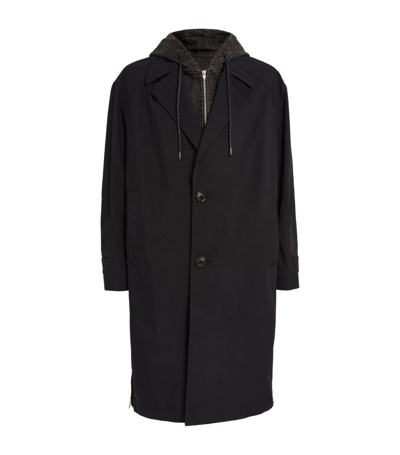 Juunj Single-breasted Overcoat In Black