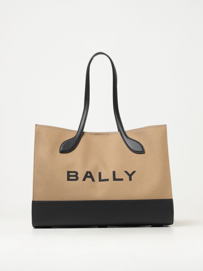 Bally Logo Printed Tote Bag In Sand