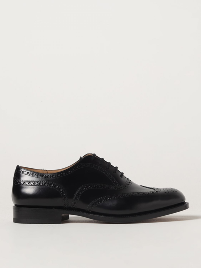 Church's Derby Shoes In Leather With Brogue Pattern In Black
