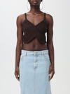 Blumarine Butterfly Cotton Blend Knit Crop Top In Brown