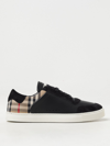 Burberry Black Sneakers With Suede Details And Check Motif In Leather Blend Man In Black
