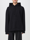 Mm6 Maison Margiela Wool Blend Hooded Sweatshirt With Embroidered Detail In Black