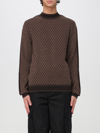 Balmain Mini Letter Pattern Knitted Sweater In Brown