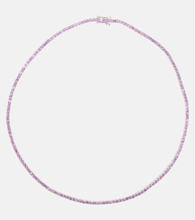 Roxanne First 14kt White Gold Necklace With Lilac Sapphires In Purple