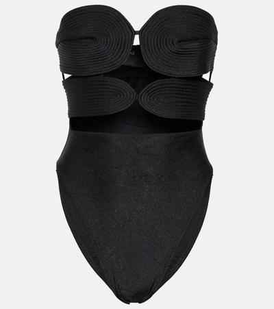 Adriana Degreas Matelassé Strapless Swimsuit In Black