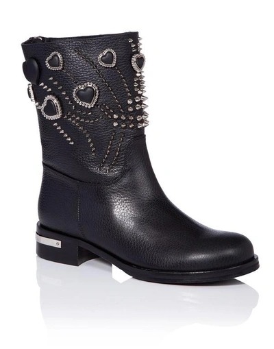 Philipp Plein Boots Lo-heels Low "oona" In Black/nickel