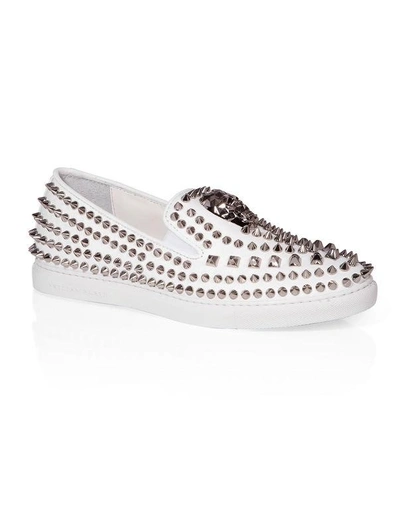 Philipp Plein Slip On "your Arms" In White/nickel