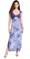 Free People Suddenly Fine Floral Print Cutout Lace Trim Nightgown In Spring Rain Combo