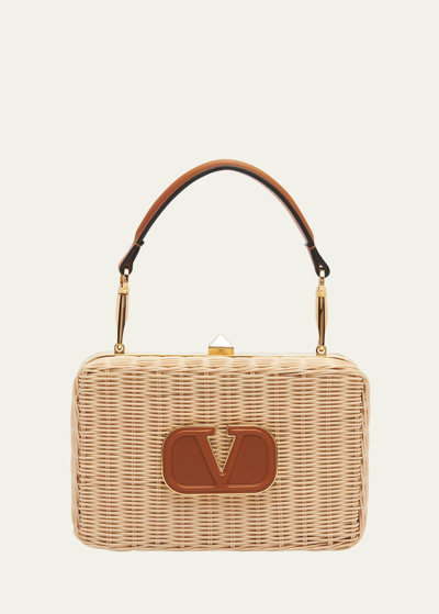 Valentino Garavani Vlogo Staw Lunch Box Top-handle Bag In Naturale Almond B