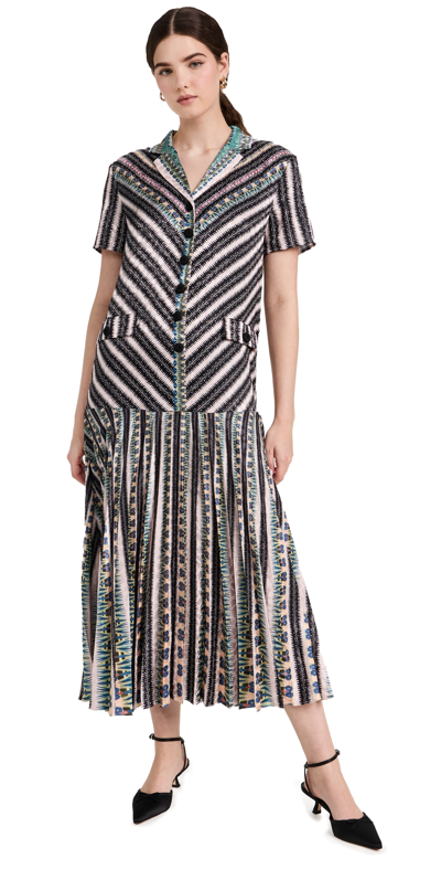 Saloni Sonia C Dress Pothos Stripe Plmt 6 In Blush