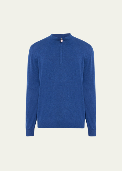 Kiton Men's Cashmere Half-zip Sweater In Blu