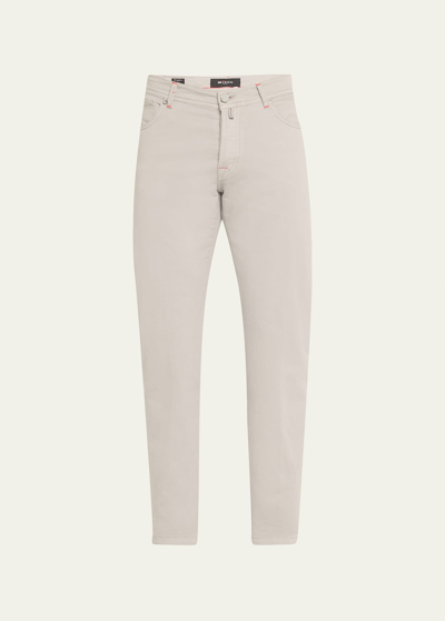 Kiton Men's Slim Fit Cotton-stretch 5-pocket Pants In Slvr
