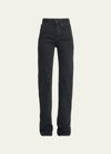 Saint Laurent Long Straight-leg Denim Jeans In White-blac