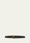 Saint Laurent Cassandre Ysl Thin Leather Belt In 1000 Black