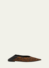 Saint Laurent All-over Patterned Pointed Toe Flat Shoes In Taupe