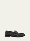 Saint Laurent Soft Loafers With Cassandre Decoration And Hand-stitched Moc Toe Shoes In Nero