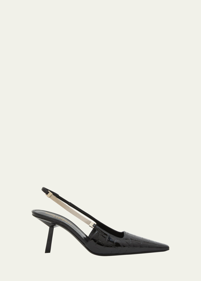 SAINT LAURENT BLAKE CROCO SLINGBACK PUMPS