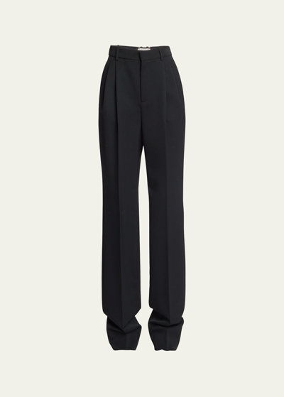 Saint Laurent Tailored Straight-leg Trousers In Nero